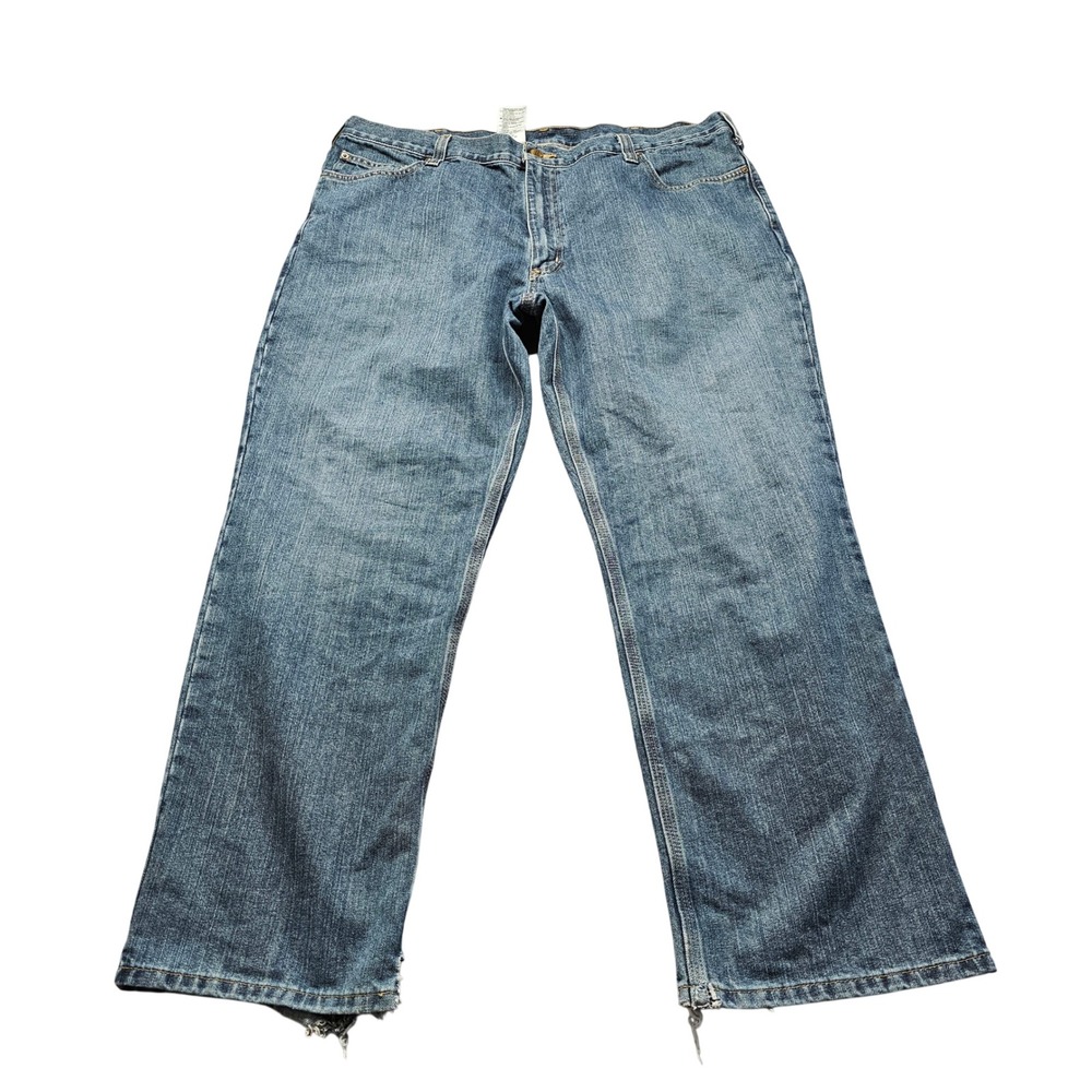 Carhartt Relaxed Fit Straight Leg Jeans Mens 40x29 Blue Denim Workwear Frayed